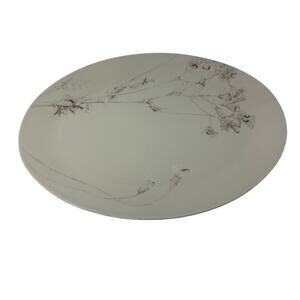Calvin Klein Thistle 14" Oval Serving Platter Cream Gray Floral Pattern *FLAWS